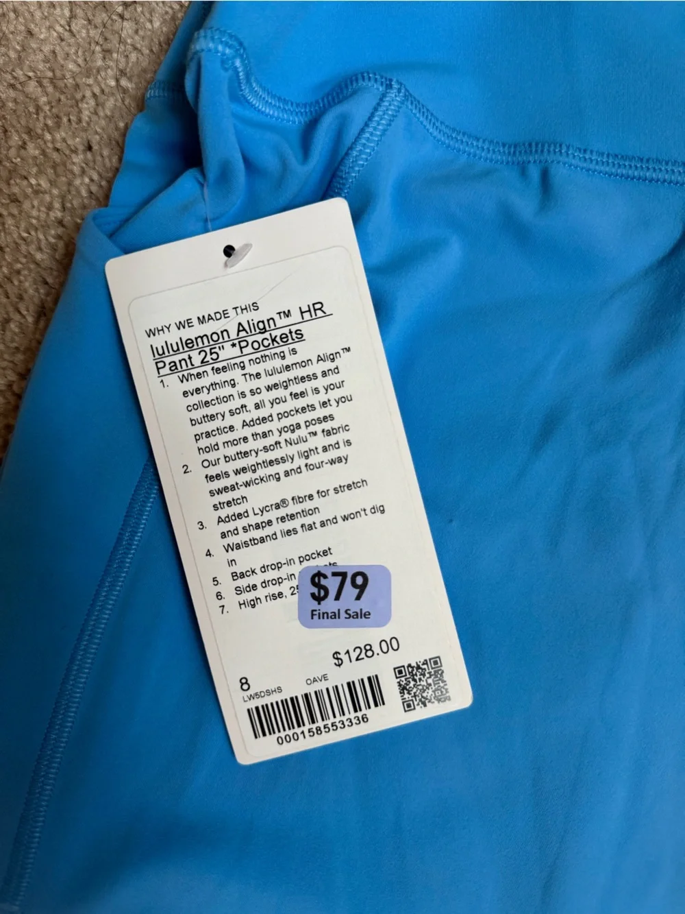 💙 lululemon Align™ High-Rise Pant 25” with Pockets Size 8